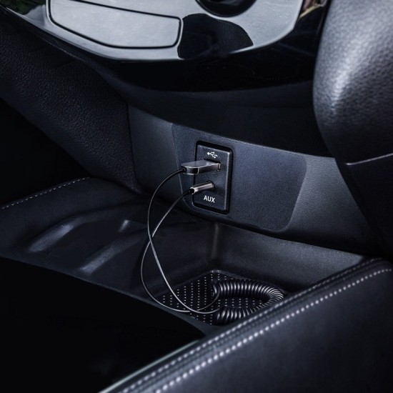 ΑΝΤΑΠΤΟΡΑΣ AUDIO BLUETOOTH 5.0 ΑΠΟ USB ΣΕ AUX ΜΑΥΡΟ ΣΠΙΡΑΛ AMIO - 1 τεμ. 