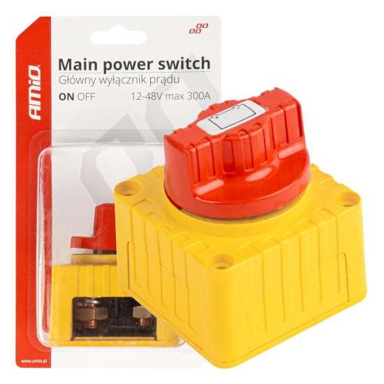 ΔΙΑΚΟΠΤΗΣ POWER-OFF ΜΠΑΤΑΡΙΑΣ ΣΕ ΒΑΣΗ 12-48V 300A  ΜΑΥΡΟ/ΧΡΥΣΟ AMIO - 1 Τεμ. Controllers