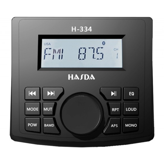 HASDA MP3 PLAYER H-334 4x50W ΜΕ ΡΑΔΙΟΦΩΝΟ/USB/BLUETOOTH (ΑΔΙΑΒΡΟΧΟ/ΜΑΥΡΟ) 