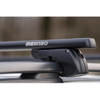 MENABO ΜΠΑΡΕΣ ΟΡΟΦΗΣ ΑΛΟΥΜΙΝΙΟΥ SHERMAN BLACK 120 cm ΣΕ ΜΑΥΡΟ ΧΡΩΜΑ ΓΙΑ JAC Refina 5 doors 2007> ΜΕ RAISED RAILS (Παράλληλες Μπάρες με Κενό) - 2 ΤΕΜ. (12280/MB)