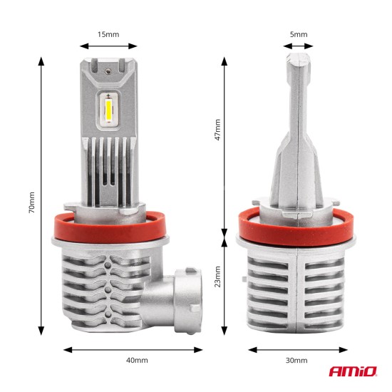 ΛΑΜΠΕΣ LED H8/H9/H11 10-16V 40W 6.500K 4400lm  (ΨΥΚΤΡΑ) X1 SERIES AMIO - 2ΤΕΜ. Λάμπες