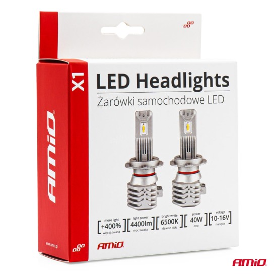 ΛΑΜΠΕΣ LED HΒ4 9006 10-16V 40W 6.500K 4400lm  (ΨΥΚΤΡΑ) X1 SERIES AMIO - 2ΤΕΜ. Λάμπες