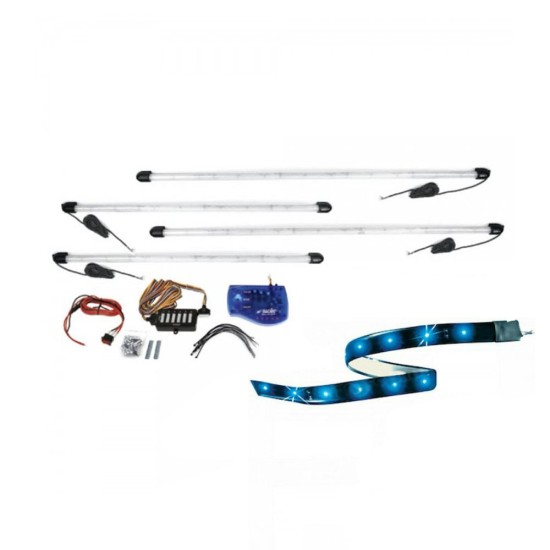 ΣΩΛΗΝΕΣ UNDERCAR LED ΜΠΛΕ 2x95cm & 2x125cm - 1 kit. NEON Underglow Kits