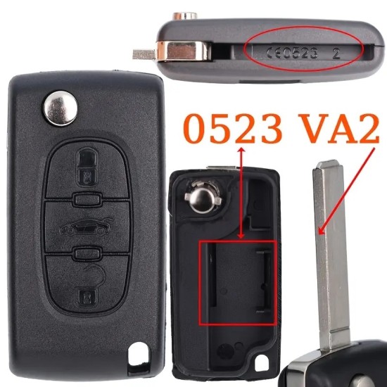 ΑΝΤΑΛΛΑΚΤΙΚΟ ΚΛΕΙΔΙ ΓΙΑ PEUGEOT ΑΝΑΔΙΠΛΟΥΜΕΝΟ ΑΝΤΑΛΛΑΚΤΙΚΟ ΚΛΕΙΔΙ ΜΕ ΚΑΛΥΜΜΑ 3 ΚΟΥΜΠΙΩΝ/ ΛΑΜΑ VA2 (ΧΩΡΙΣ ΥΠΟΣΤΗΡΙΞΗ ΜΠΑΤΑΡ.) ΧΩΡΙΣ ΚΛΕΙΔΙ DGA - 1 ΤΕΜ.