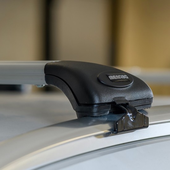 MENABO ΠΤΥΣΣΟΜΕΝΕΣ ΜΠΑΡΕΣ ΟΡΟΦΗΣ ΑΛΟΥΜΙΝΙΟΥ ARIETE 81.5-119.5 cm ΣΕ ΑΣΗΜΙ ΧΡΩΜΑ ΓΙΑ Seat Altea XL 5 doors 2009> ΜΕ FLUSH RAILS 5.5 cm max - 2 ΤΕΜ. (12060/MB)