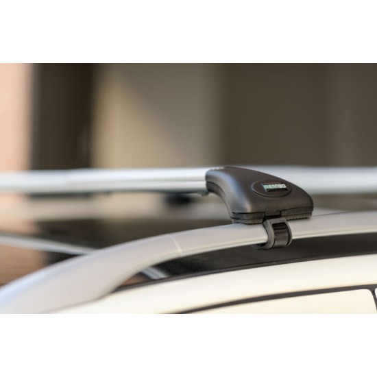 MENABO ΠΤΥΣΣΟΜΕΝΕΣ ΜΠΑΡΕΣ ΟΡΟΦΗΣ ΑΛΟΥΜΙΝΙΟΥ ARIETE 81.5-119.5 cm ΣΕ ΑΣΗΜΙ ΧΡΩΜΑ ΓΙΑ Volkswagen Caddy (SB) 2021> ΜΕ RAISED RAILS 5.5 cm max - 2 ΤΕΜ. (12050/MB)