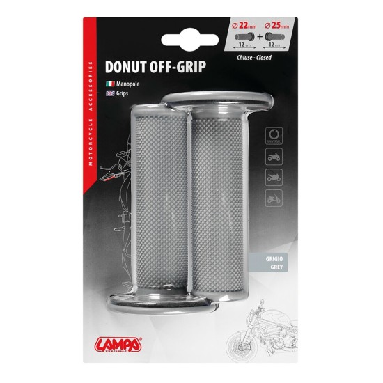 ΧΕΡΟΥΛΙΑ MOTO DONUT OFF-ROAD ΓΚΡΙ/ΓΚΡΙ 22MM+25MM 12CM 2ΤΕΜ Χερούλια