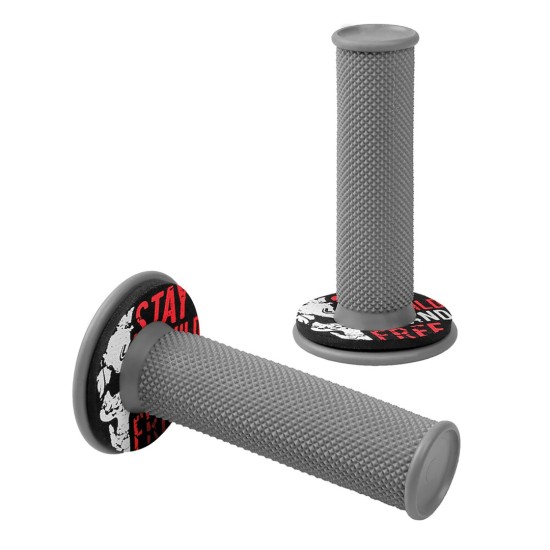 ΧΕΡΟΥΛΙΑ MOTO DONUT OFF-ROAD ΓΚΡΙ/ΚΟΚΚΙΝΑ 22MM+25MM 12CM 2ΤΕΜ Χερούλια