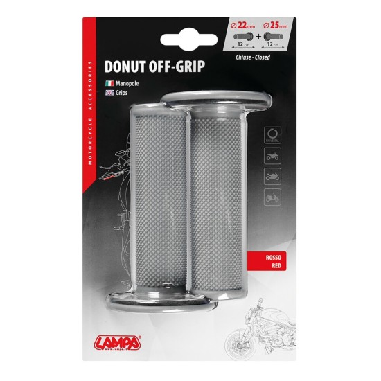 ΧΕΡΟΥΛΙΑ MOTO DONUT OFF-ROAD ΓΚΡΙ/ΚΟΚΚΙΝΑ 22MM+25MM 12CM 2ΤΕΜ Χερούλια