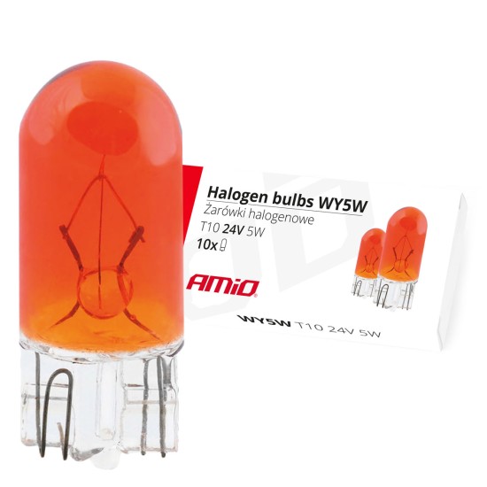 T10 WY5W 24V 5W W2,1x9,5d ΠΟΡΤΟΚΑΛΙ (ΚΑΡΦΩΤΟ ΑΚΑΛΥΚΟ) ΑΛΟΓΟΝΟΥ ΚΟΥΤΙ 10ΤΕΜ. Χωρίς Κάλυκα