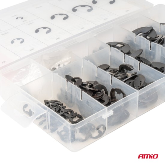 ΚΛΙΠΣ/ΑΣΦΑΛΕΙΕΣ ΕΞΩΤΕΡΙΚΕΣ E-CLIP ΜΕΤΑΛΛΙΚΑ ΣΕΤ ΔΙΑΦΟΡΑ ΜΕΓΕΘΗ AMIO - 300 τεμ. 