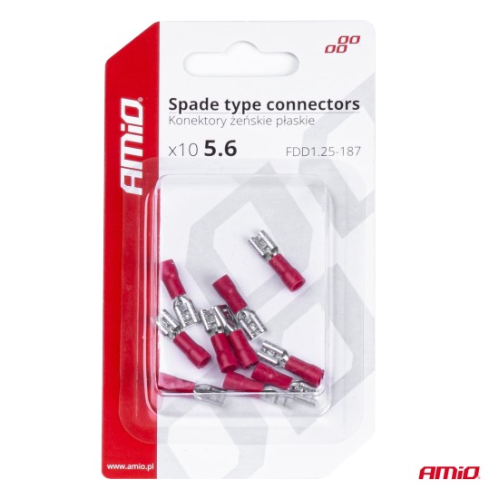 ΦΙΣΑΚΙΑ ΘΗΛΥΚΑ ΚΟΚΚΙΝΑ FDD1 1,25-187 /10A/ 5,6mm ΑΜΟ - 10 ΤΕΜ. Διάφορες Πριζες και Φις