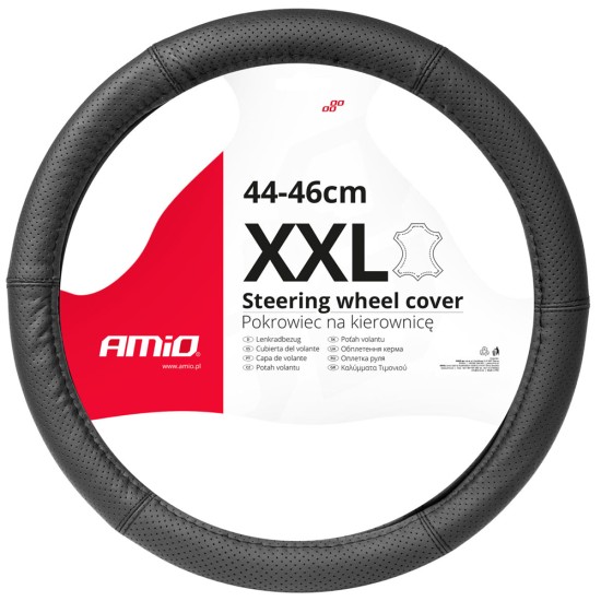 ΚΑΛΥΜΜΑ ΤΙΜΟΝΙΟΥ ΑΠΟ ΤΕΧΝΟΔΕΡΜΑ (ΧΧL) 43-45cm SWC-50-ΧΧL ΣΕ ΜΑΥΡΟ ΧΡΩΜΑ ΤΡΥΠΗΤΟ ΜΕ ΜΑΥΡΕΣ ΡΑΦΕΣ AMIO - 1 ΤΕ 