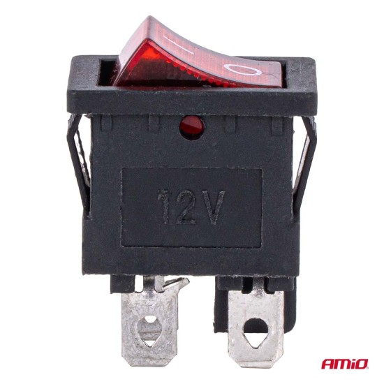 Amio - Διακόπτης Rocker 12/24V 20A με Κόκκινο Φωτισμό – Για Οχήματα & Βιομηχανικές Εφαρμογές - 1 τεμ. (04440/AM)