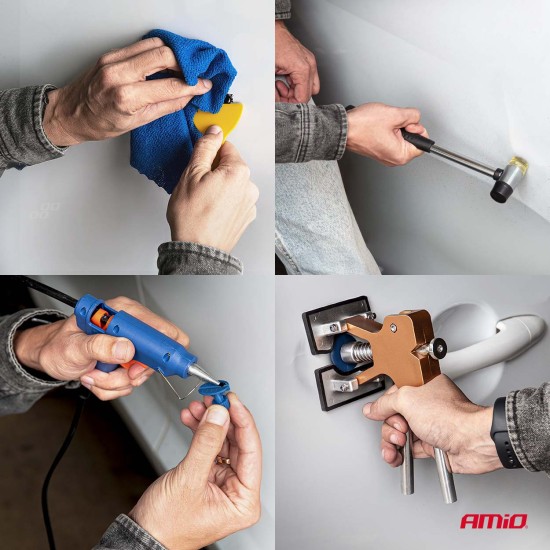 Amio - Kit Επισκευής Λαμαρίνας από Λακούβες (Αμάξωμα Οχήματος) DIY Dent+Ding Repair Kit Μεγάλο σε Σάκο για Επιβατικά Αυτοκίνητα - 1 σετ (04600/AM)