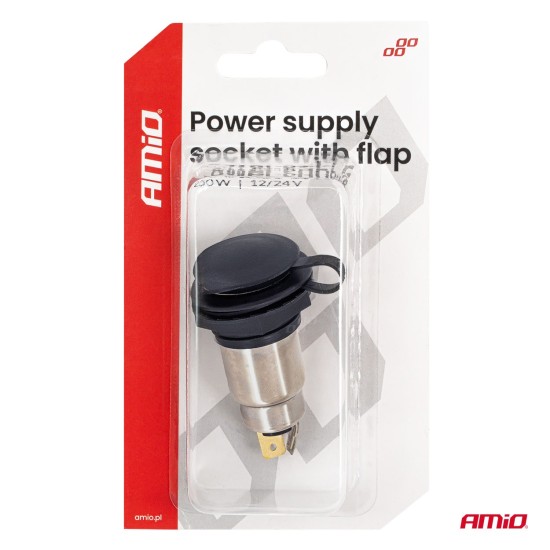 Amio - Πρίζα Τροφοδοσίας με Καπάκι 12V / 24V – 250W - 1 τεμ. (04462/AM)