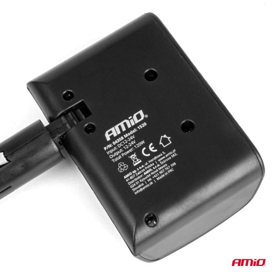 ΑΝΤΑΠΤΟΡΑΣ ΑΝΑΠΤΗΡΑ 12/24V 120W ΜΑΥΡΟΣ/3 ΘΕΣΕΙΣ/ΠΕΡΙΣΤΡΟΦΗ 90 ΜΟΙΡΩΝ AMIO - 1 Τεμ. 