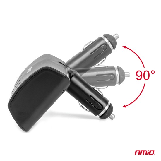 ΑΝΤΑΠΤΟΡΑΣ ΑΝΑΠΤΗΡΑ 12/24V 120W ΜΑΥΡΟΣ/3 ΘΕΣΕΙΣ/ΠΕΡΙΣΤΡΟΦΗ 90 ΜΟΙΡΩΝ AMIO - 1 Τεμ. 
