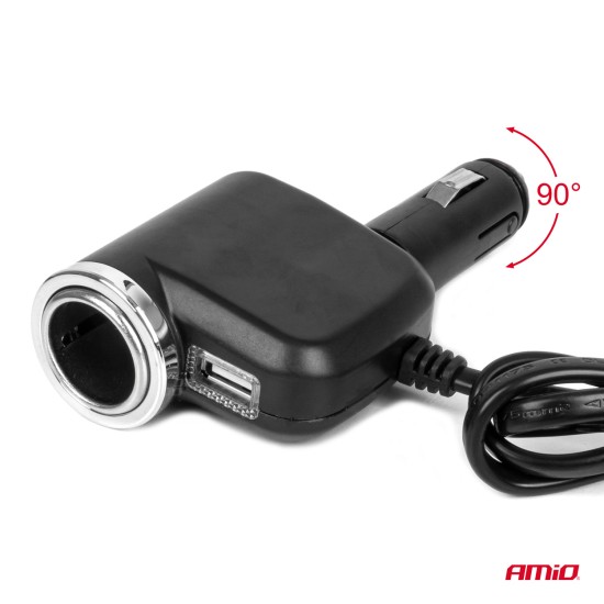 ΑΝΤΑΠΤΟΡΑΣ ΑΝΑΠΤΗΡΑ 12/24V 120W ΜΑΥΡΟΣ/3 ΘΕΣΕΙΣ/1xUSB-A/ΜΕ ΥΠΟΔΟΧΗ ΑΝΑΠΤΗΡΑ ΑΥΤΟΚΙΝΗΤΟΥ/ΚΑΛΩΔΙΟ 80cm AMIO - 1 Τεμ. ΑΝΤΑΠΤΟΡΑΣ ΑΝΑΠΤΗΡΑ 12/24V 120W ΜΑΥΡΟΣ/3 ΘΕΣΕΙΣ/1xUSB-A/ΜΕ ΥΠΟΔΟΧΗ ΑΝΑΠΤΗΡΑ ΑΥΤΟΚΙΝΗΤΟΥ/ΚΑΛΩΔΙΟ 80cm AMIO - 1 Τεμ.