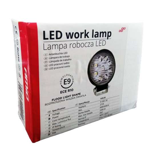 ΠΡΟΒΟΛΕΑΣ ΕΡΓΑΣΙΑΣ WORKING LAMP FLOOD 9LED 3030 9-36V 2160lm 6000K Φ 110mm AWL06 AMIO – 1 ΤΕΜ. Φώτα Εργασίας LED