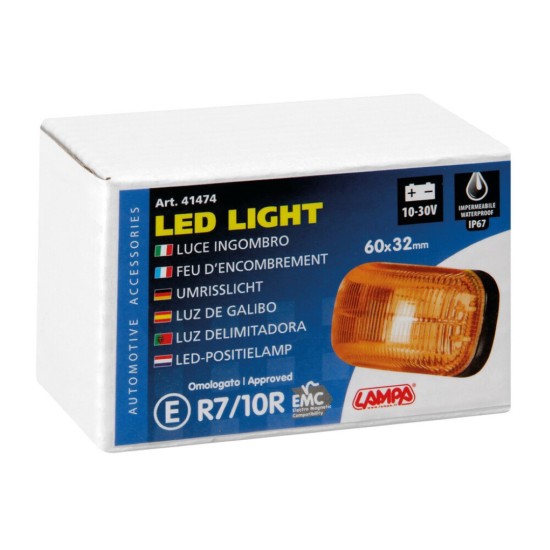 ΦΩΣ ΟΓΚΟΥ 10-30V ΜΕ 4 LED ΠΟΡΤΟΚΑΛΙ 60x32x25mm  1ΤΕΜ. Φώτα Ογκου