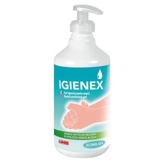 ΑΝΤΙΣΗΠΤΙΚΟ ΤΖΕΛ ΧΕΡΙΩΝ IGIENEX (63% ΑΛΚΟΟΛΗ) ΜΕ ΝΤΙΣΠΕΝΣΕΡ 500ml 