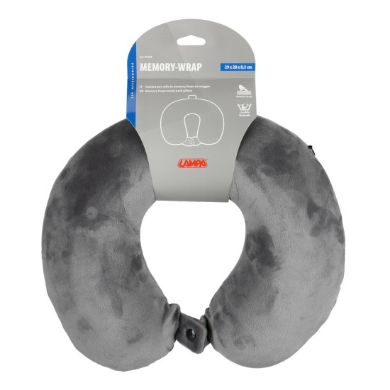ΜΑΞΙΛΑΡΙ ΤΑΞΙΔΙΟΥ ΑΥΧΕΝΑ MEMORY FOAM ΓΚΡΙ MEMORY-WRAP LAMPA - 1 ΤΕΜ. Υποστήριξη Λαιμού