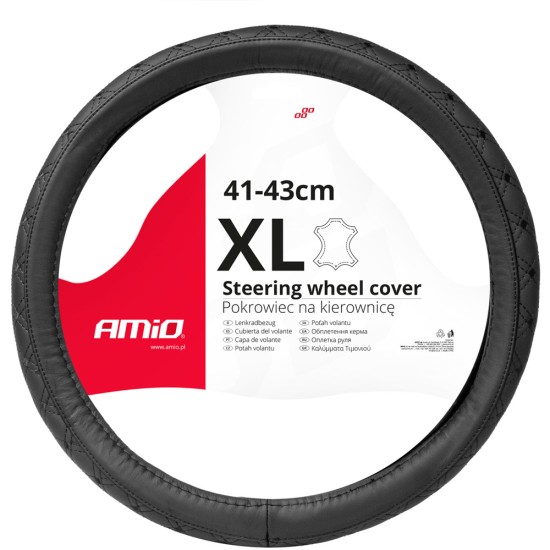 ΚΑΛΥΜΜΑ ΤΙΜΟΝΙΟΥ ΑΠΟ ΤΕΧΝΟΔΕΡΜΑ (ΧL) 41-43cm SWC-51-ΧL ΣΕ ΜΑΥΡΟ ΧΡΩΜΑ ΜΕ ΜΑΥΡΕΣ ΡΑΦΕΣ AMIO - 1 ΤΕΜ. Καλύμματα Τιμονιού