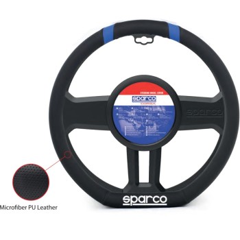ΚΑΛΥΜΜΑ ΤΙΜΟΝΙΟΥ MEDIUM ΔΕΡΜΑΤΙΝΗ ΜΑΥΡΟ-ΜΠΛΕ SPARCO FLAT BOTTOM - 1 ΤΕΜ.