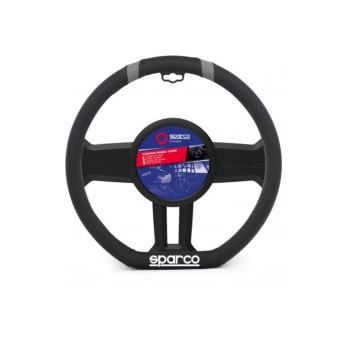 ΚΑΛΥΜΜΑ ΤΙΜΟΝΙΟΥ MEDIUM ΔΕΡΜΑΤΙΝΗ ΜΑΥΡΟ-ΓΚΡΙ SPARCO FLAT BOTTOM - 1 ΤΕΜ.