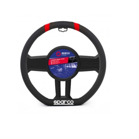 Κάλυμμα Τιμονιού Medium δερματίνη μαύρο- κόκκινο Sparco Flat Bottom Καλύμματα Τιμονιού