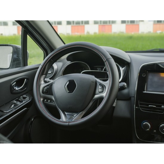 ΚΑΛΥΜΜΑ ΤΙΜΟΝΙΟΥ RACING PREMIUM RED (M) 37-39cm ΣΥΝΘΕΤΙΚΟ ΔΕΡΜΑ SKEENTEX ΜΑΥΡΟ/ΚΟΚΚΙΝΟ/ CARBON LOOK LAMPA - 1 ΤΕΜ. Καλύμματα Τιμονιού