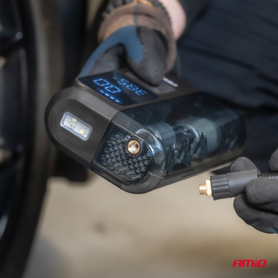 ΚΟΜΠΡΕΣΕΡ ΑΕΡΑ ΕΠΑΝΑΦΟΡΤΙΖΟΜΕΝΟ 12V & USB-C 10BAR 150PSI 20L/MIN 40W AMIO 1ΤΕΜ. 
