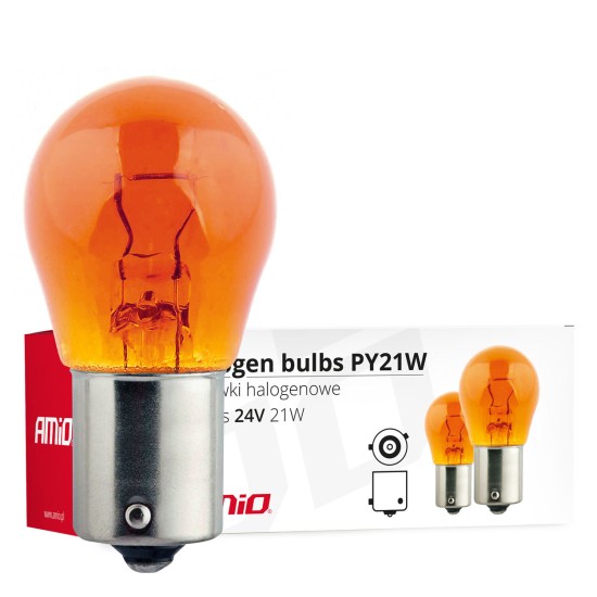 ΛΑΜΠΑΚΙΑ ΑΛΟΓΟΝΟΥ ΠΟΡΤΟΚΑΛΙ PY21W BAU15s 24V 21W ΣΕ ΚΟΥΤΙ AMIO - 10 Τεμ. Λαμπάκια