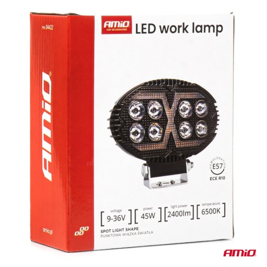 Amio - Προβολέας Εργασίας LED AWL78 SPOT 45W 2400lm 6500K με Λευκό + Κίτρινο φώς προειδοποίησης  9/36V - 1 τεμ. (04422/AM)