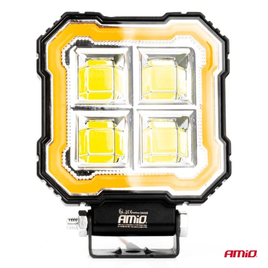 Amio - Προβολέας Εργασίας LED AWL84 FLOOD 48W 4800lm 6500K με σταθερή Κίτρινη LED μπάρα – 9–36V - 1 τεμ. (04428/AM)