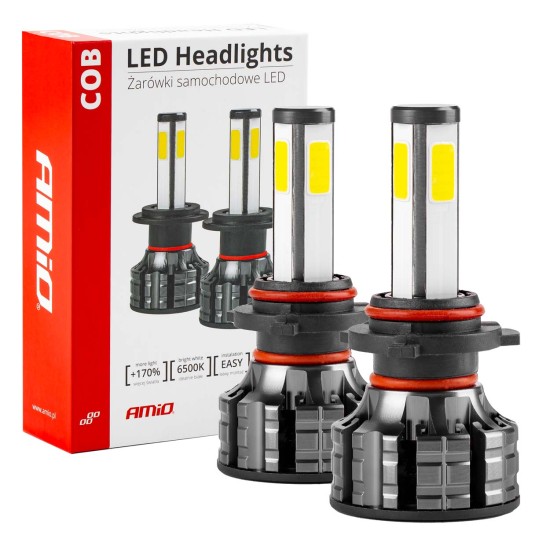 Amio - Λάμπες LED HB4 9006 τύπου 4Size Series τάση λειτουργίας 12/24V απόδοσης 38W για Επιβατικά Αυτοκίνητα και Φορτηγά - 2 τεμ. (02847/AM)
