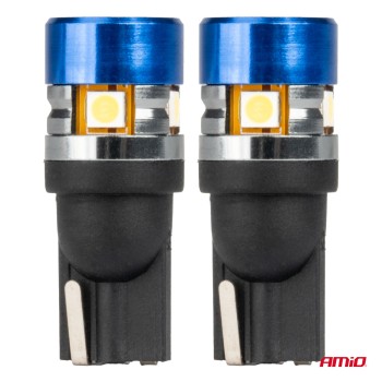 Amio - Λάμπες LED T10 W5W τάση λειτουργίας 12/24V με 5xSMD 3030 Can-bus λευκό φως 5.500K (σε χρώμα μπλε-μαύρο) για Επιβατικά Αυτοκίνητα και Φορτηγά - 2 τεμ. (04240/AM) Amio - Λάμπες LED T10 W5W τάση λειτουργίας 12/24V με 5xSMD 3030 Can-bus λευκό φως 5.500K (σε χρώμα μπλε-μαύρο) για Επιβατικά Αυτοκίνητα και Φορτηγά - 2 τεμ. (04240/AM)
