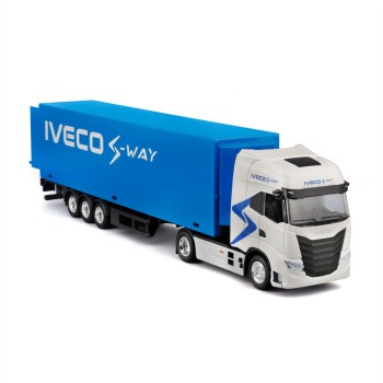 Lampa - Μινιατούρα νταλίκα Iveco S-Way με κοντέινερ 1:43 σε λευκό/μπλε χρώμα Burago - 1 τεμ. (BU31469)