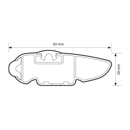 ΜΠΑΡΑ ΟΡΟΦΗΣ ΑΛΟΥΜΙΝΙΟΥ 79cm ΑΣΗΜΙ SILENZIO CX ORIGINE SYSTEM ( STANDARD / FLUSH RAILING) NORDRIVE - 1 ΤΕΜ. Μπάρες Αλουμινίου