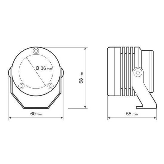 ΠΡΟΒΟΛΕΙΣ ΣΤΡΟΓΓΥΛΟΙ  ΜΕ ΒΑΣΗ O-LUX 1LED SMD 6000K 1800LM 12V 18W  ΚΑΡΦΙ 36Δχ68Υχ55Β mm  ΜΑΥΡΑ 2 ΤΕΜ Μπροστινά Φώτα