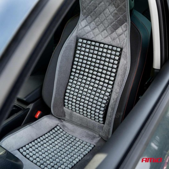 Amio - Κάλυμμα Καθίσματος Αντιιδρωτικό με Χάντρες & Στήριξη Μέσης 45×120cm Γκρί – Universal CSM-17 - 1 Τεμ. (04430/AM)