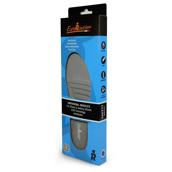 Ανατομικοί Πάτοι Universal ESD από την Euroroutier σε μέγεθος EU43/UK9 σε Γκρι Χρώμα για Παπούτσια Ασφαλείας και Εργασίας Παπούτσια Εργασίας