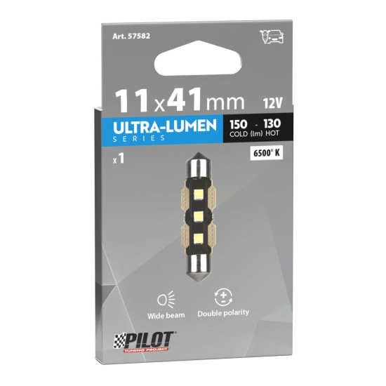 ΛΑΜΠΑΚΙΑ ΠΛΑΦΟΝΙΕΡΑΣ 12V 11x41mm 150/130lm 6.500K ΔΙΠΛΗΣ ΠΟΛΙΚΟΤΗΤΑΣ LED ULTRA-LUMEN SERIES 1ΤΕΜ. Πλαφονιέρας ΛΑΜΠΑΚΙΑ ΠΛΑΦΟΝΙΕΡΑΣ 12V 11x41mm 150/130lm 6.500K ΔΙΠΛΗΣ ΠΟΛΙΚΟΤΗΤΑΣ LED ULTRA-LUMEN SERIES 1ΤΕΜ. Πλαφονιέρας