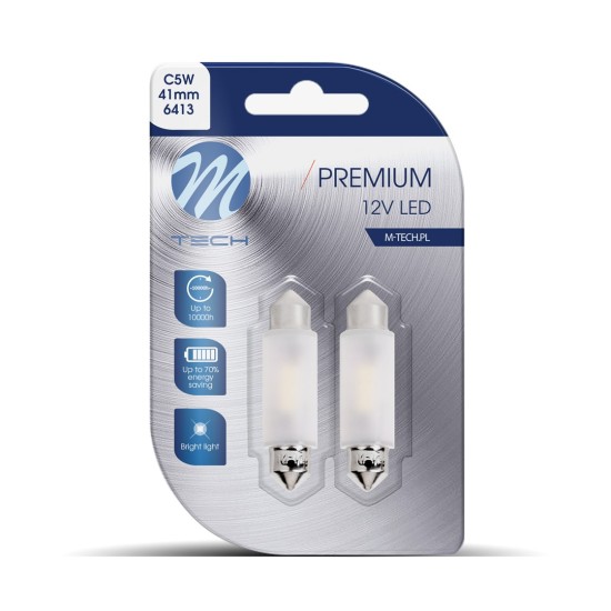 ΛΑΜΠΑΚΙΑ ΠΛΑΦΟΝΙΕΡΑΣ C5W/C10W 41mm SV8.5 12V 170lm 2x2835SMD LED DIODA PREMIUM CAN-BUS ΛΕΥΚΟ - 2 ΤΕΜ. Πλαφονιέρες