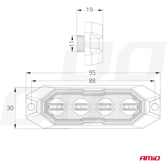ΣΤΡΟΜΠΟ 12/24V 4xSMD LED 12W (4x3W) R65 R10 IP6K9K 95x30mm ΑΜΙΟ - 1 ΤΕΜ. Στρόμπο (Strobe)