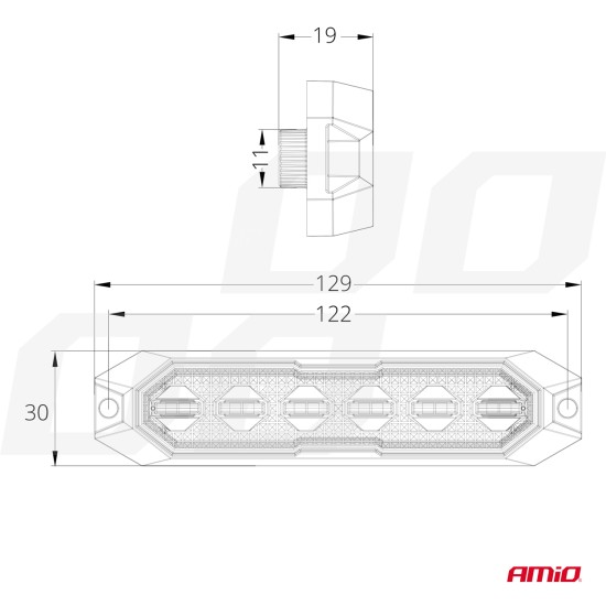 ΣΤΡΟΜΠΟ 12/24V 6xSMD LED 18W (6x3W) R65 R10 IP68 IP6K9K 122x30mm ΑΜΙΟ - 1 ΤΕΜ. Στρόμπο (Strobe)