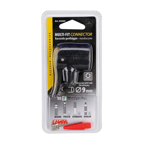 ΑΝΤΑΠΤΟΡΑΣ/ΣΥΝΔΕΣΜΟΣ ΓΙΑ ΤΡΟΜΠΕΣ ΚΑΙ ΚΟΜΠΡΕΣΕΡ ΑΕΡΑ ΓΙΑ ΚΑΛΩΔΙΟ 9mm LAMPA - 1ΤΕΜ Τρόμπες Αέρα