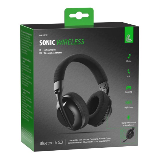 ΑΚΟΥΣΤΙΚΑ ΚΕΦΑΛΗΣ ΑΣΥΡΜΑΤΑ ΜΕ ΜΙΚΡΟΦΩΝΟ SONIC WIRELESS BLUETOOTH 5.3 ΜΕ ΚΑΛΩΔΙΟ ΦΟΡΤΙΣΗΣ TYPE C LAMPA - 1 ΤΕΜ. 