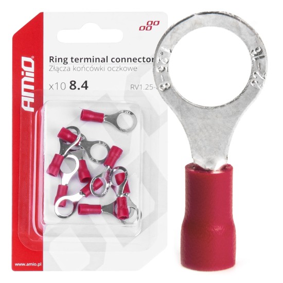 ΦΙΣΑΚΙΑ ΔΑΧΤΥΛΙΔΙ ΚΟΚΚΙΝΑ RV1.25-8 / 8.4mm ΑΜΙΟ - 10 ΤΕΜ. Ακροδέκτες Καλωδίων
